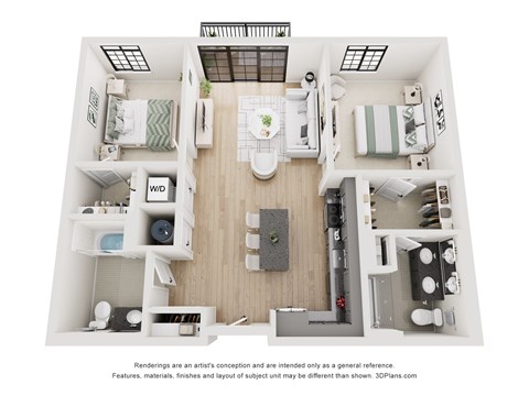 Vector Floor Plan | 1,023-1,053 Sq. Ft. at Aviator Lofts, Newport News